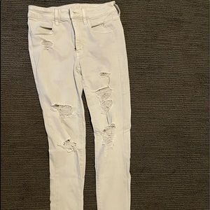 American eagle, light grey, ripped skinny jeans